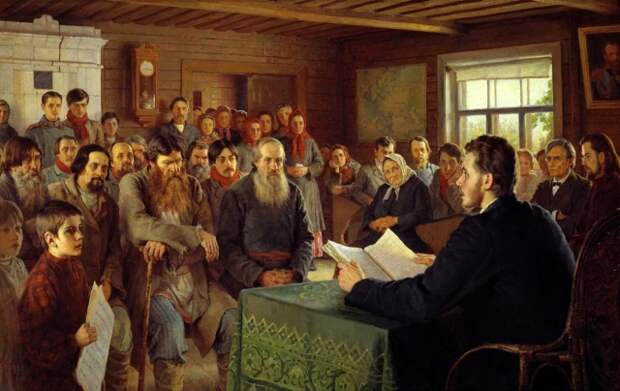 Николай Богданов. Воскресное чтение в сельской школе. 1895