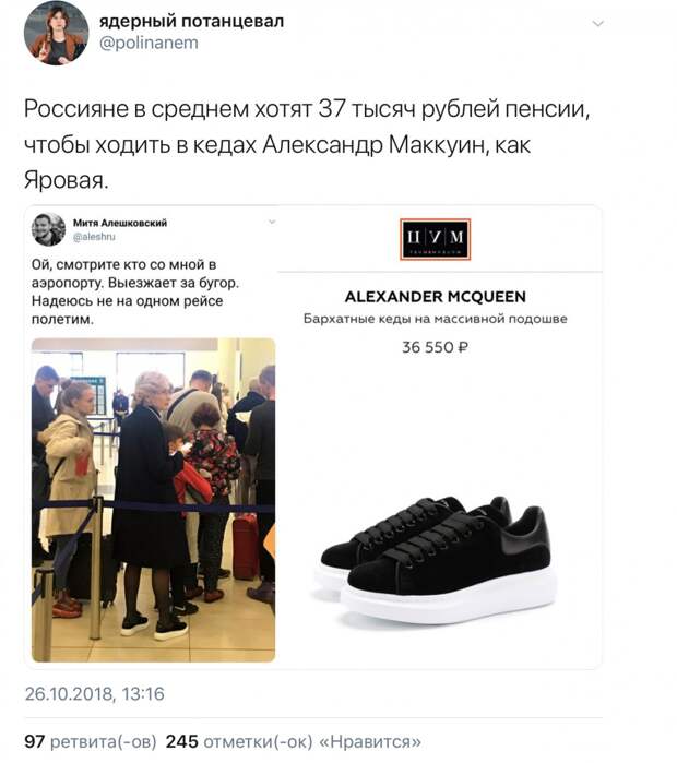 Социальная зависть к кедам и Брегель от Навального