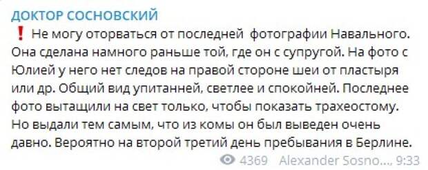 Сосновский: Навального вывели из комы на второй день пребывания в «Шарите»