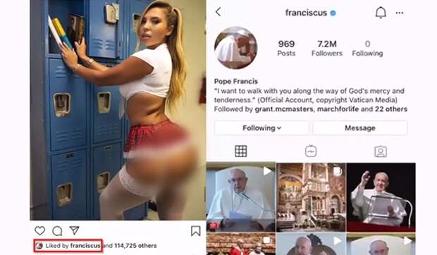Папа Римский «лайкнул» модель-школьницу в сети